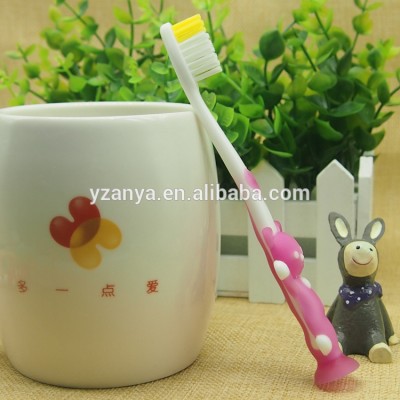 High quality nylon bristle rubber handle Kid toothbrush Bring sucker